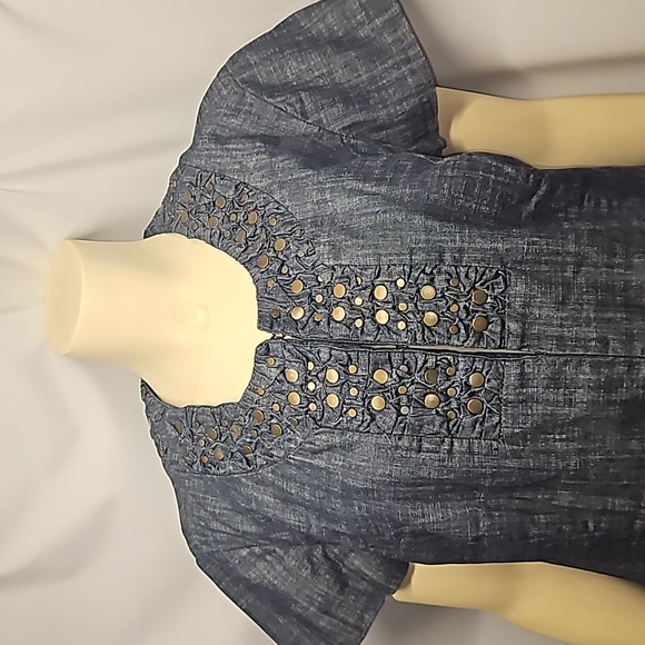 Coldwater Creek Jacket Navy Chambray - Picture 3 of 10